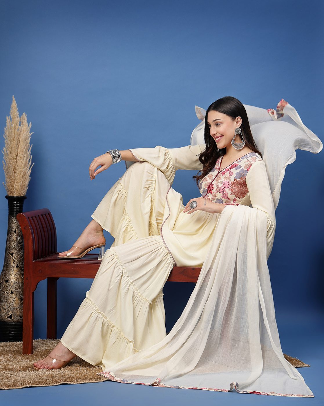 Elegant Bloom Off White Sharara Set