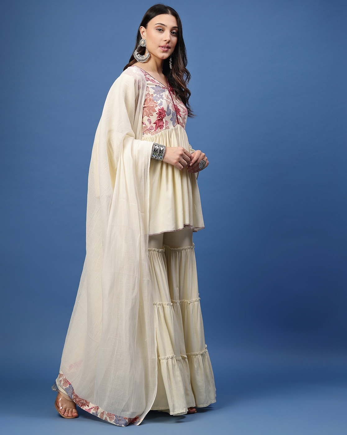 Elegant Bloom Off White Sharara Set