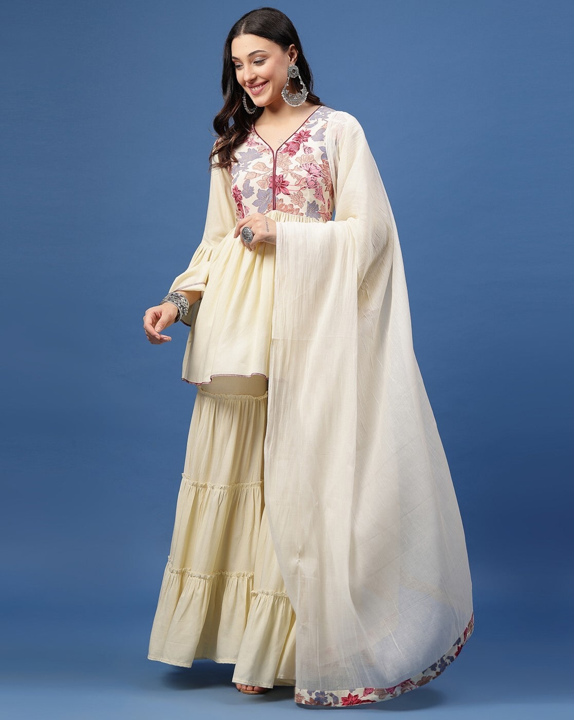 Elegant Bloom Off White Sharara Set
