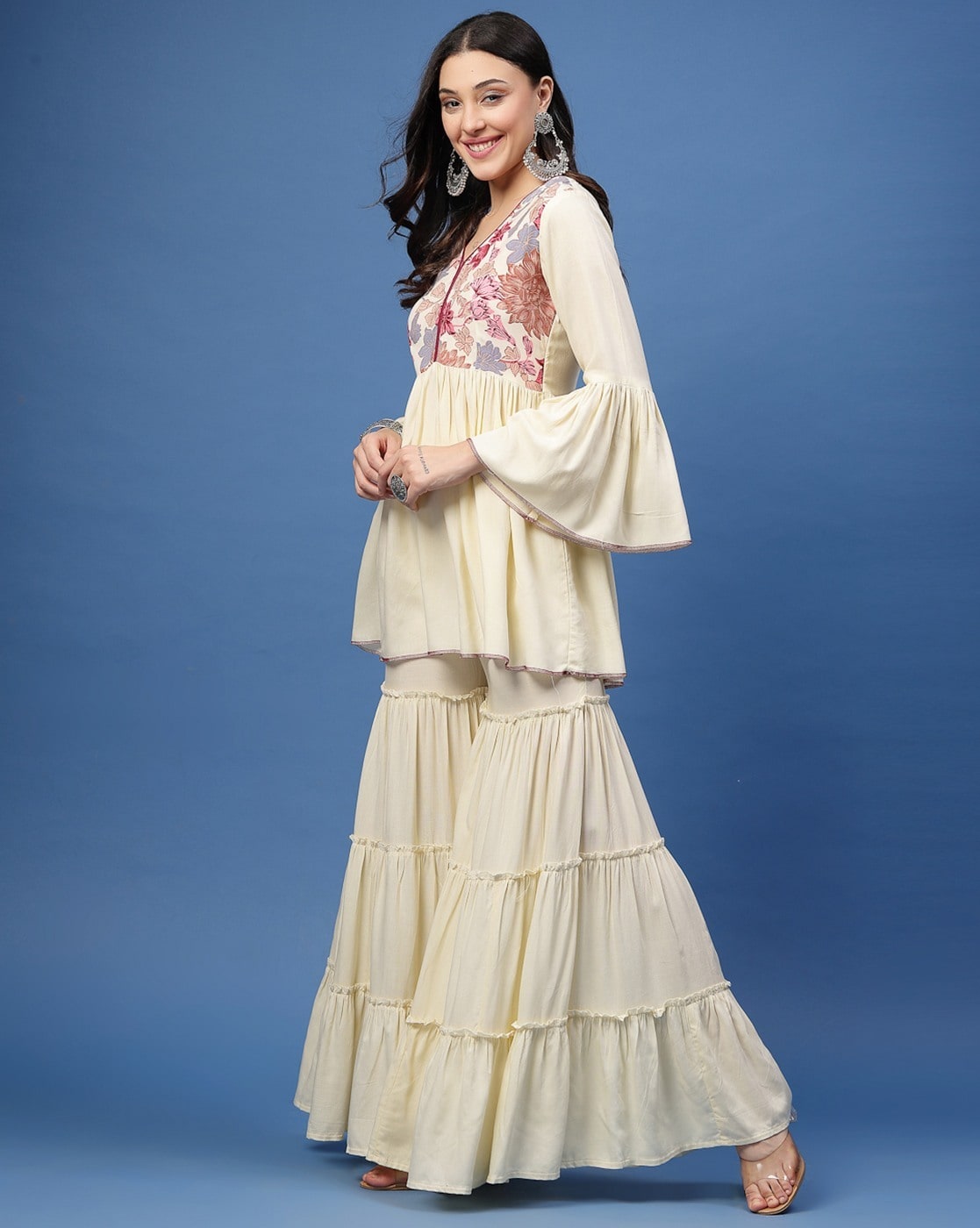 Elegant Bloom Off White Sharara Set