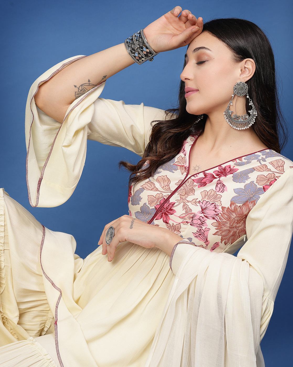 Elegant Bloom Off White Sharara Set