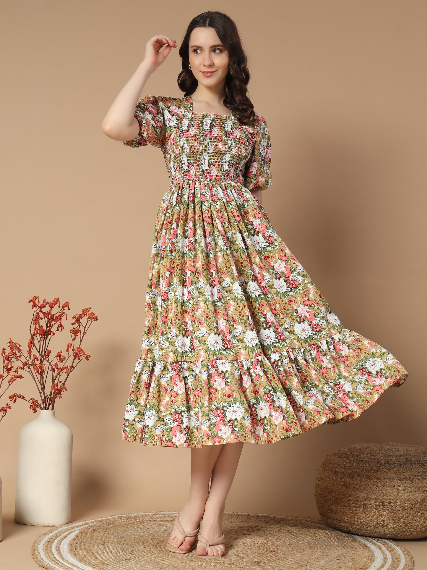 Cream Luxe A-Line Midi Dress