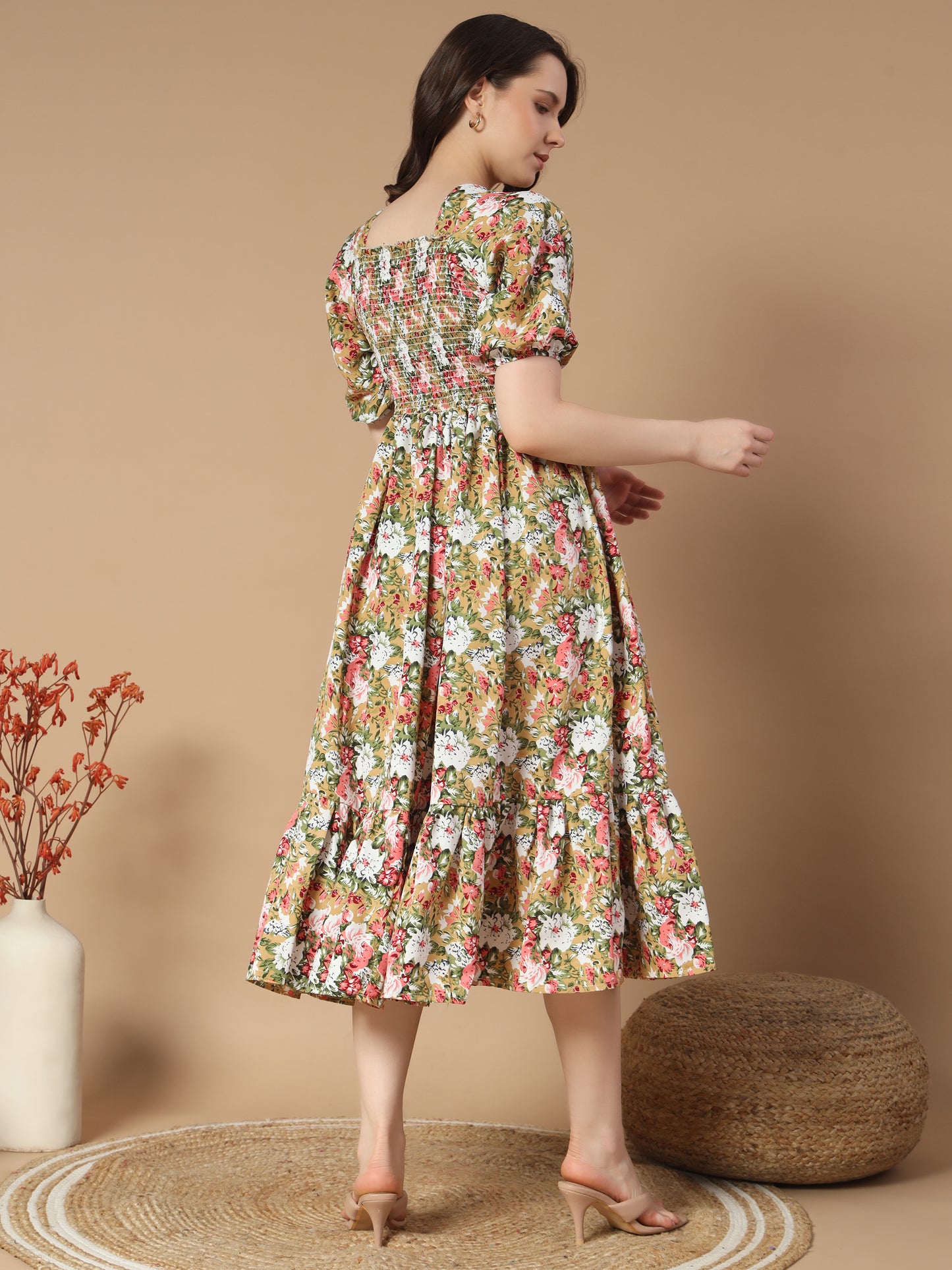 Cream Luxe A-Line Midi Dress