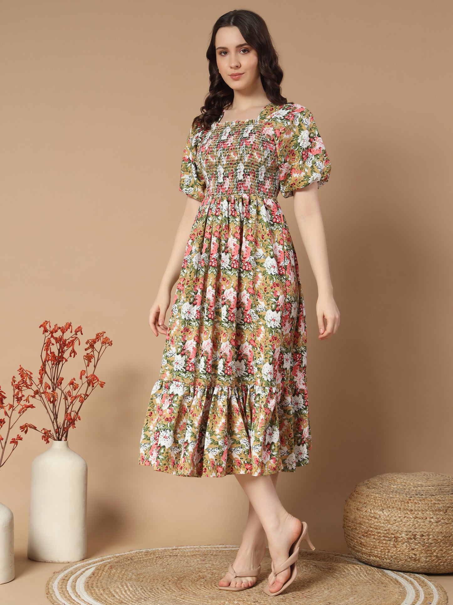 Cream Luxe A-Line Midi Dress