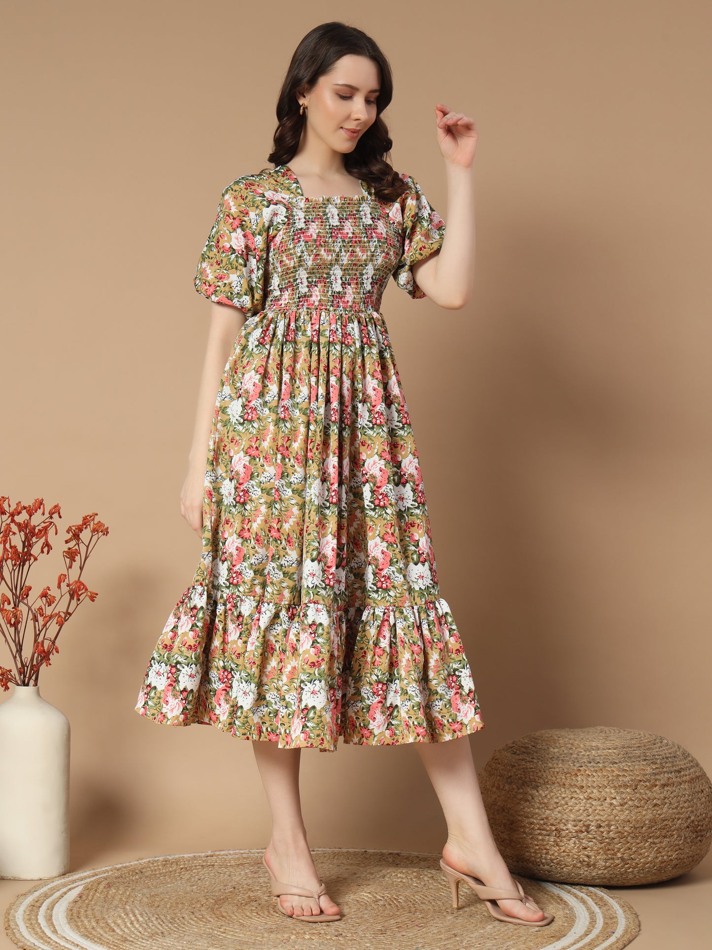 Cream Luxe A-Line Midi Dress
