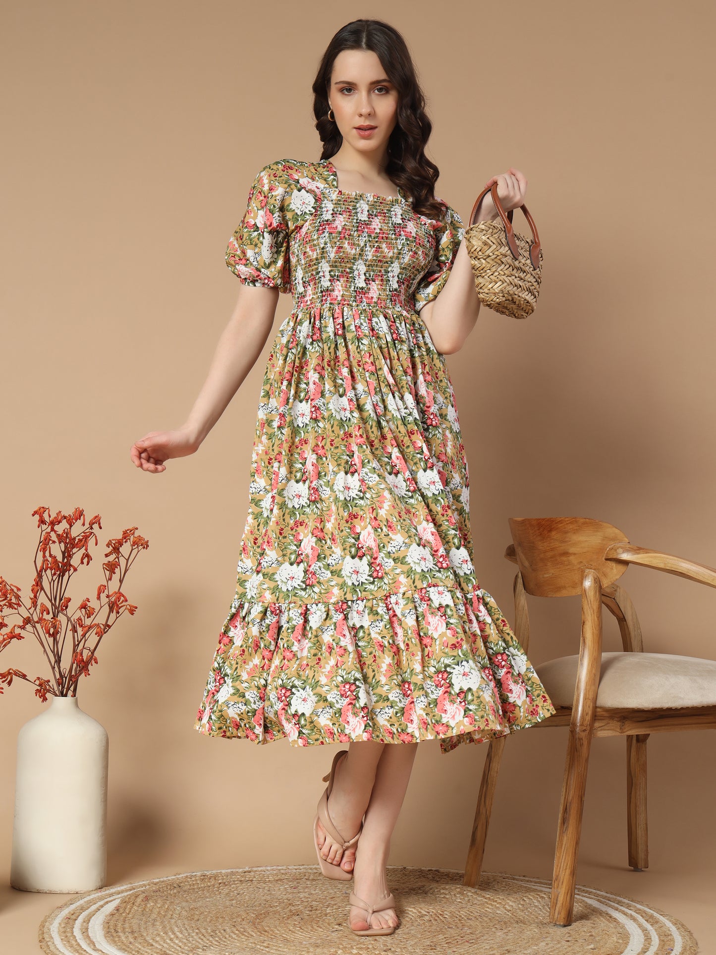 Cream Luxe A-Line Midi Dress