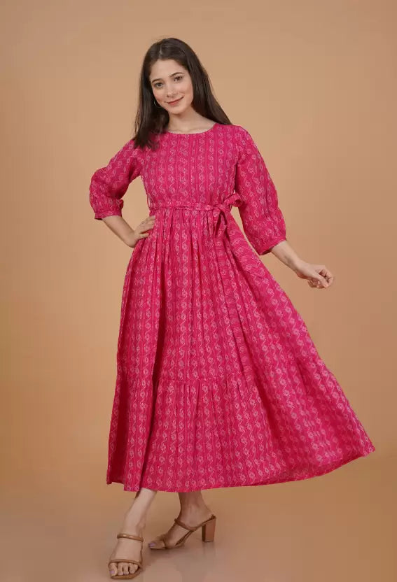 Pink Charm Tiered Dress