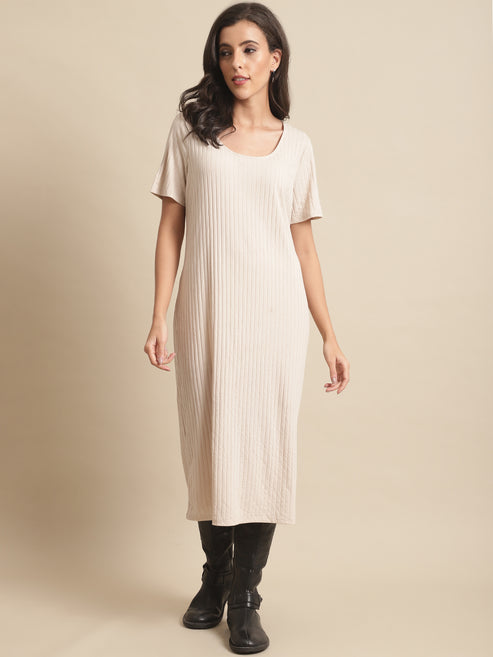 Timeless Appeal Solid Round Neck Blouse Dress