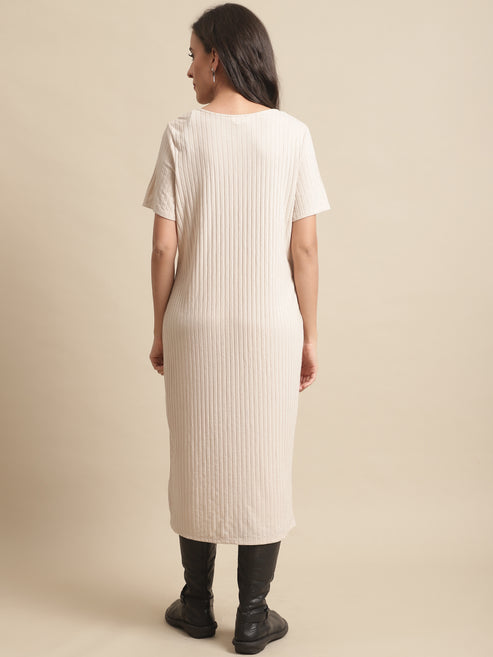 Timeless Appeal Solid Round Neck Blouse Dress