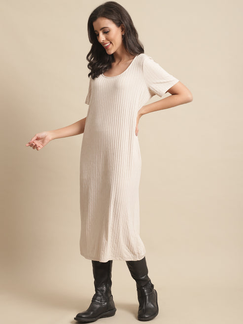 Timeless Appeal Solid Round Neck Blouse Dress