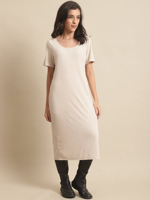 Timeless Appeal Solid Round Neck Blouse Dress