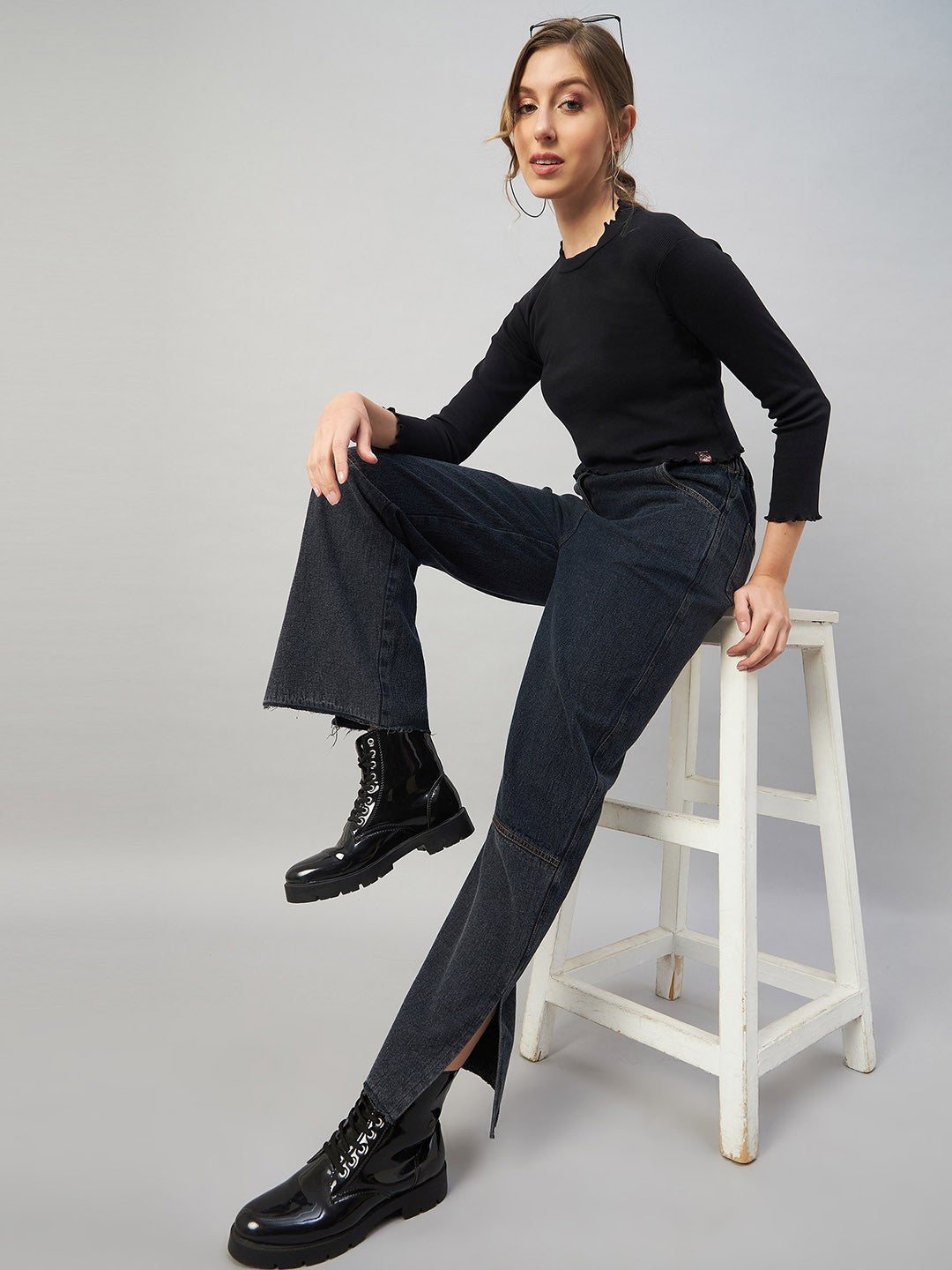 Noir Flow Wide High Rise Jeans