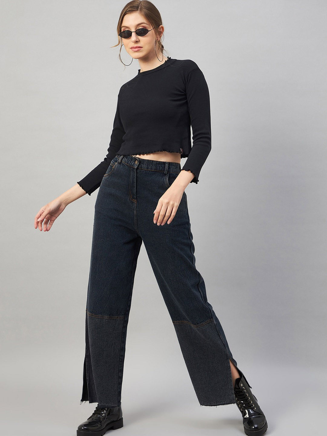 Noir Flow Wide High Rise Jeans