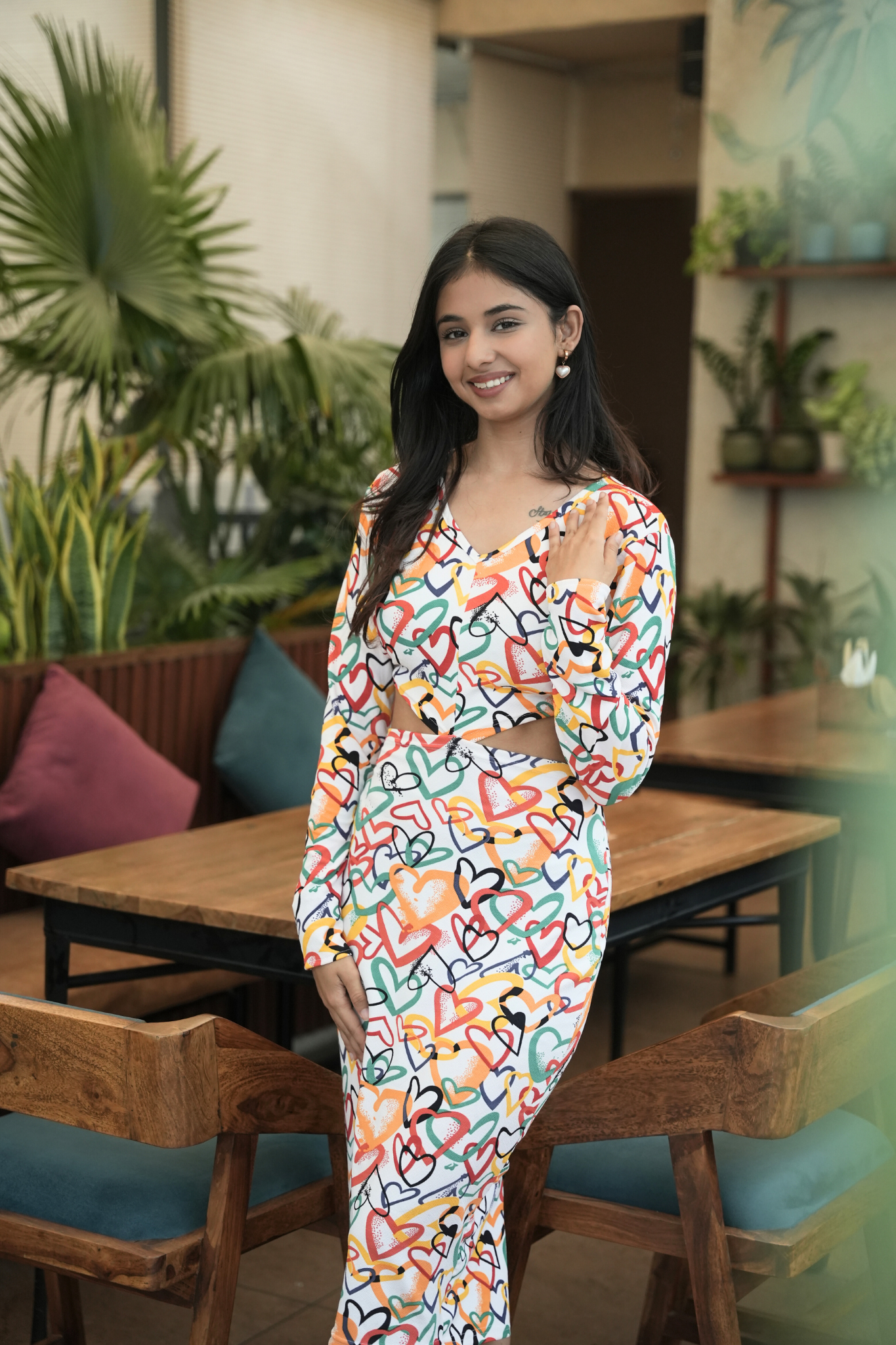 Multicolor V-Neck Bodycon Dress by Wyshlist