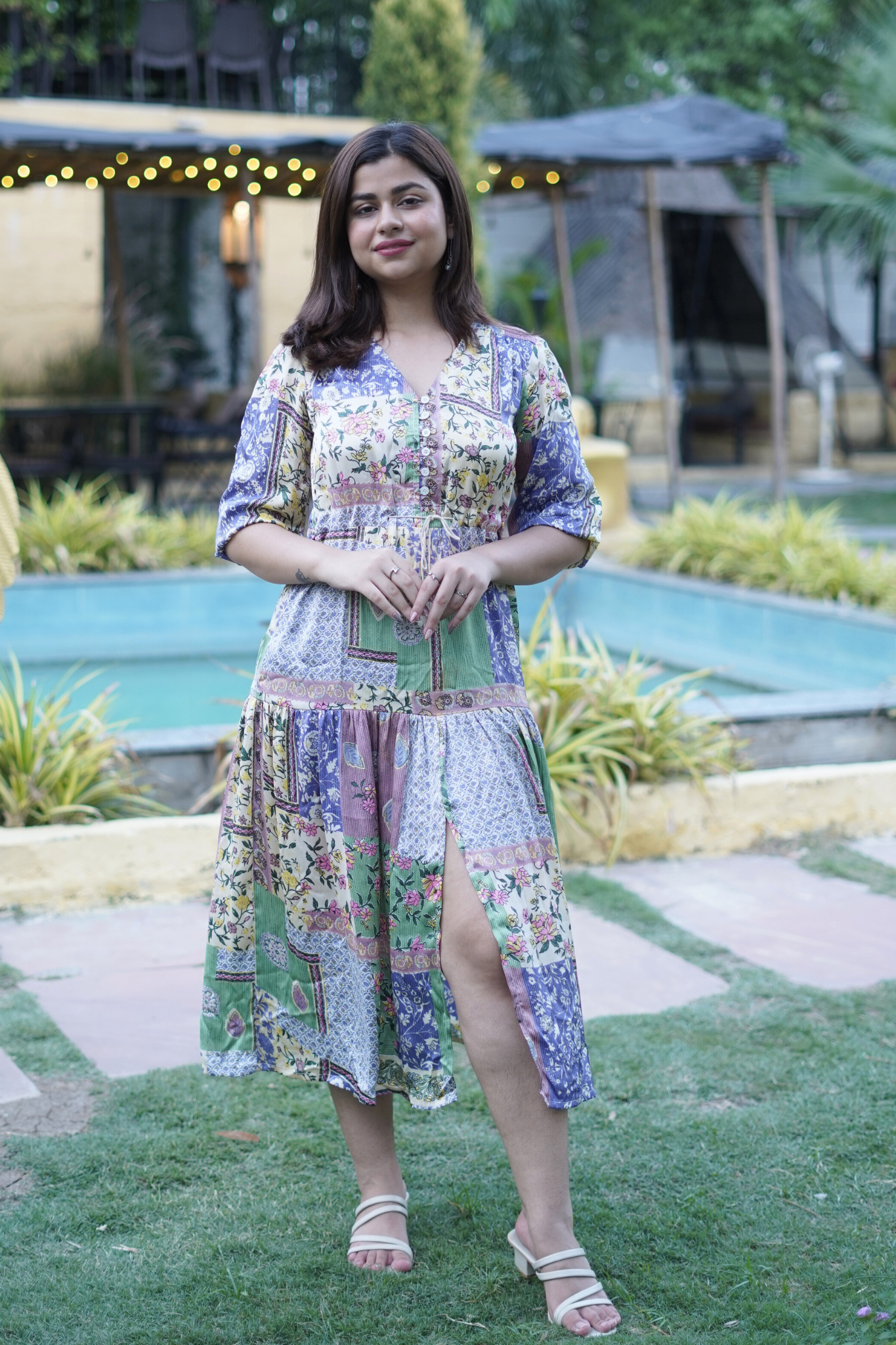 Chic Multicolour Elegant Shirt Midi Dress