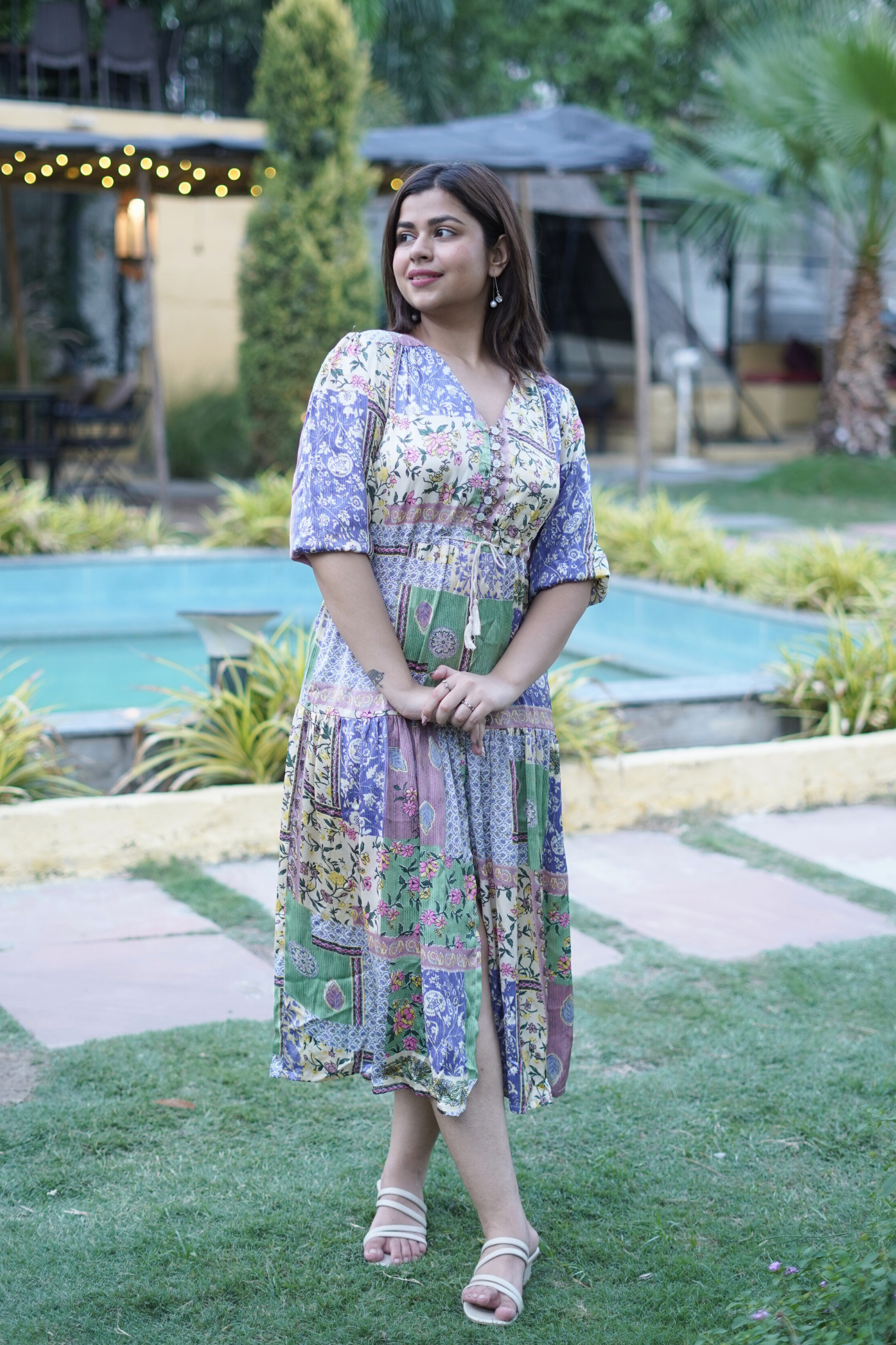 Chic Multicolour Elegant Shirt Midi Dress