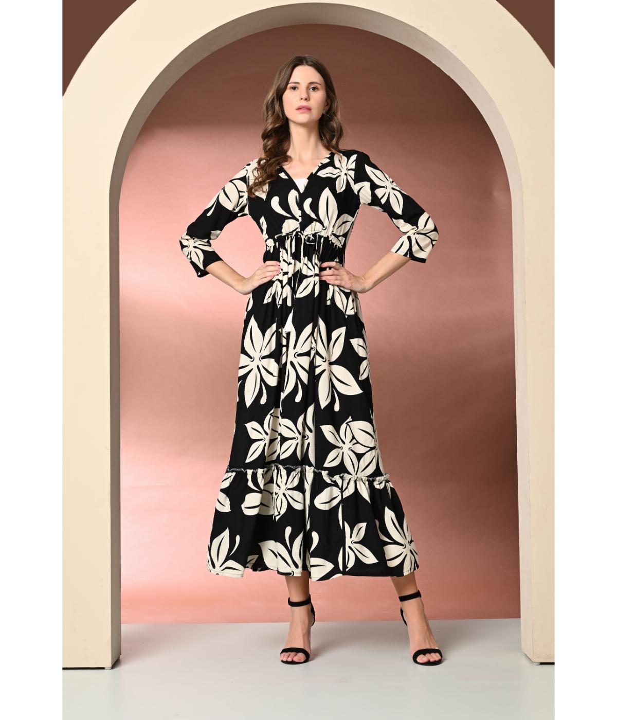 Stylish Flared Dress with Tie-Dye Print