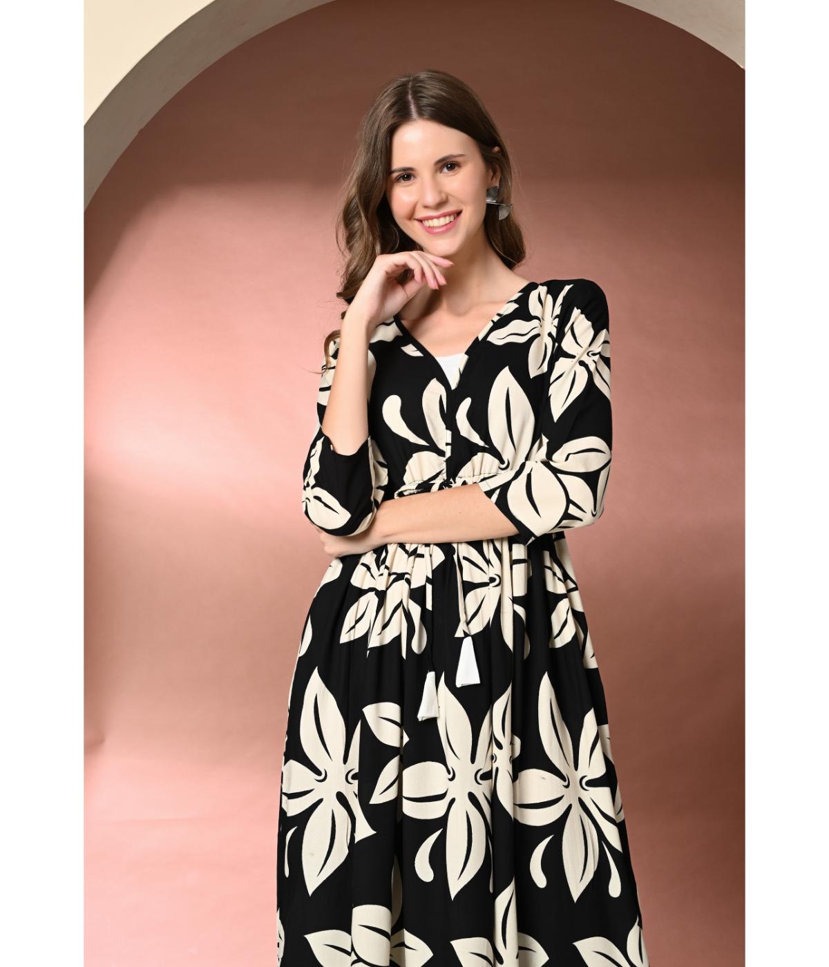 Stylish Flared Dress with Tie-Dye Print