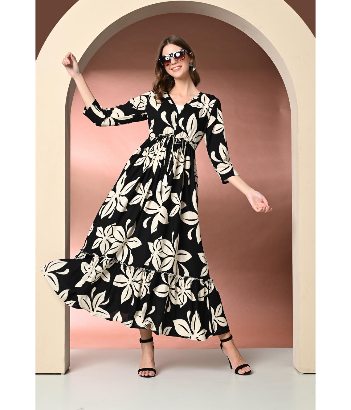 Stylish Flared Dress with Tie-Dye Print