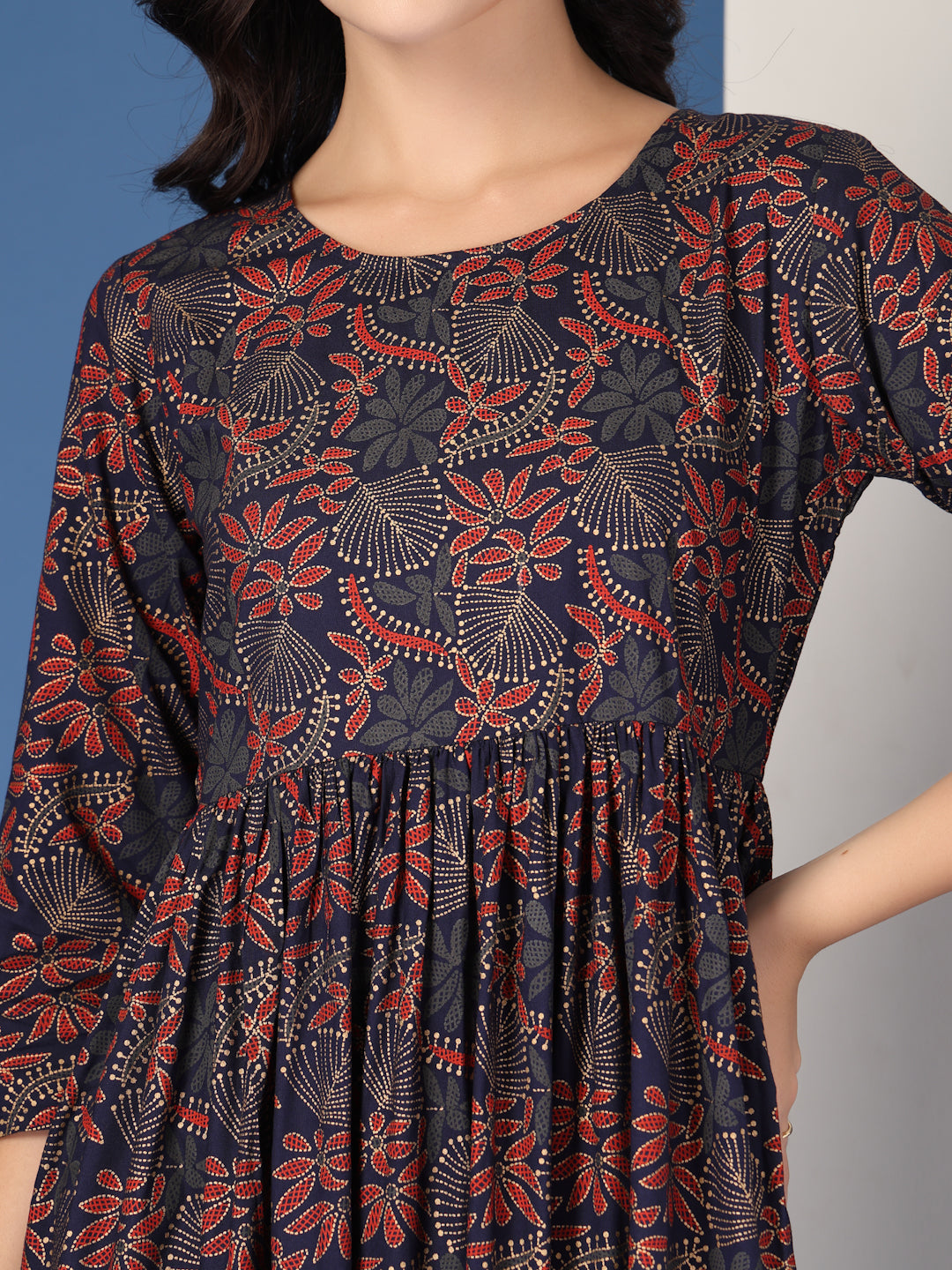 Blue Grace Flared Maxi Dress