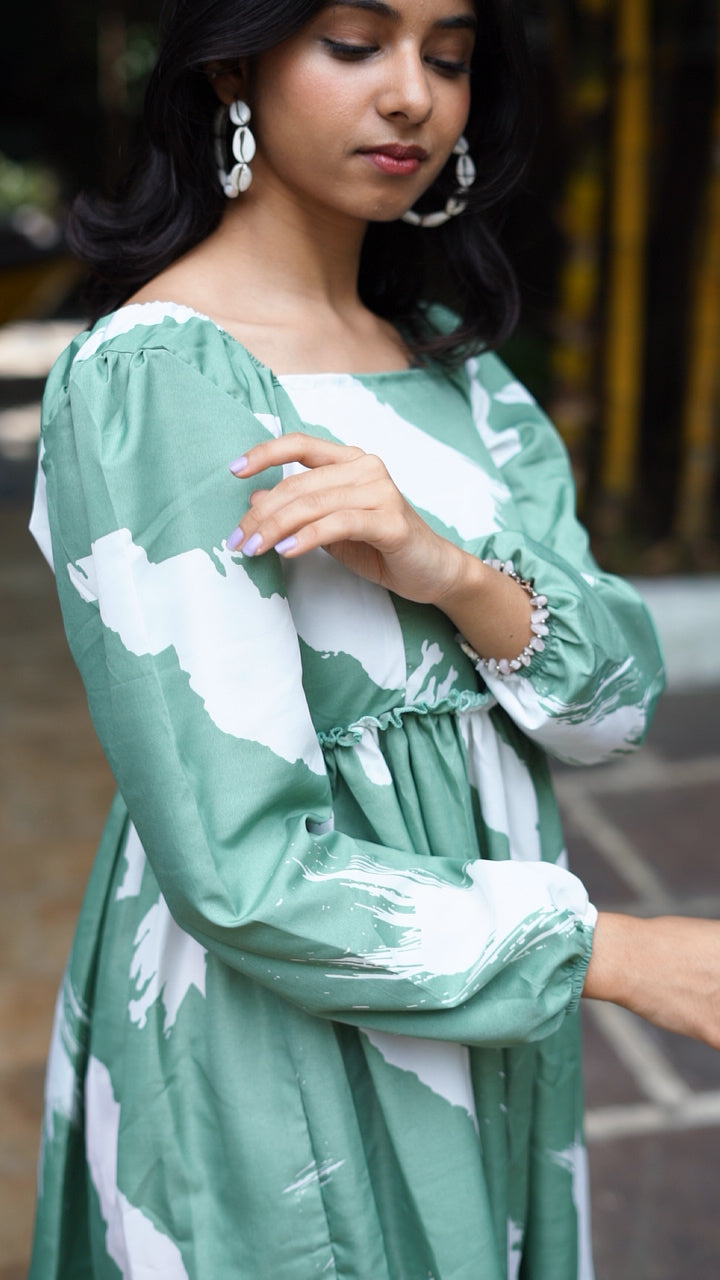 Light Green printed Midi Dress