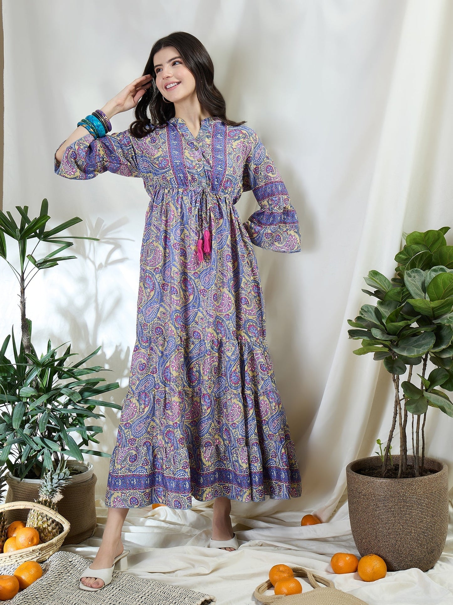 Royal Charm Printed Maxi Dress
