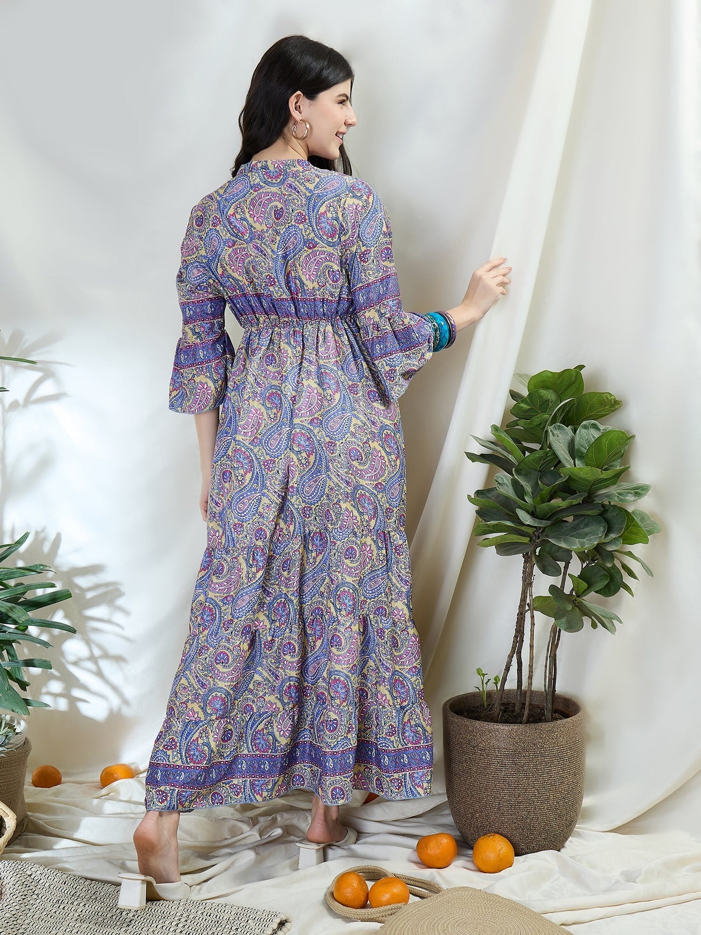 Royal Charm Printed Maxi Dress