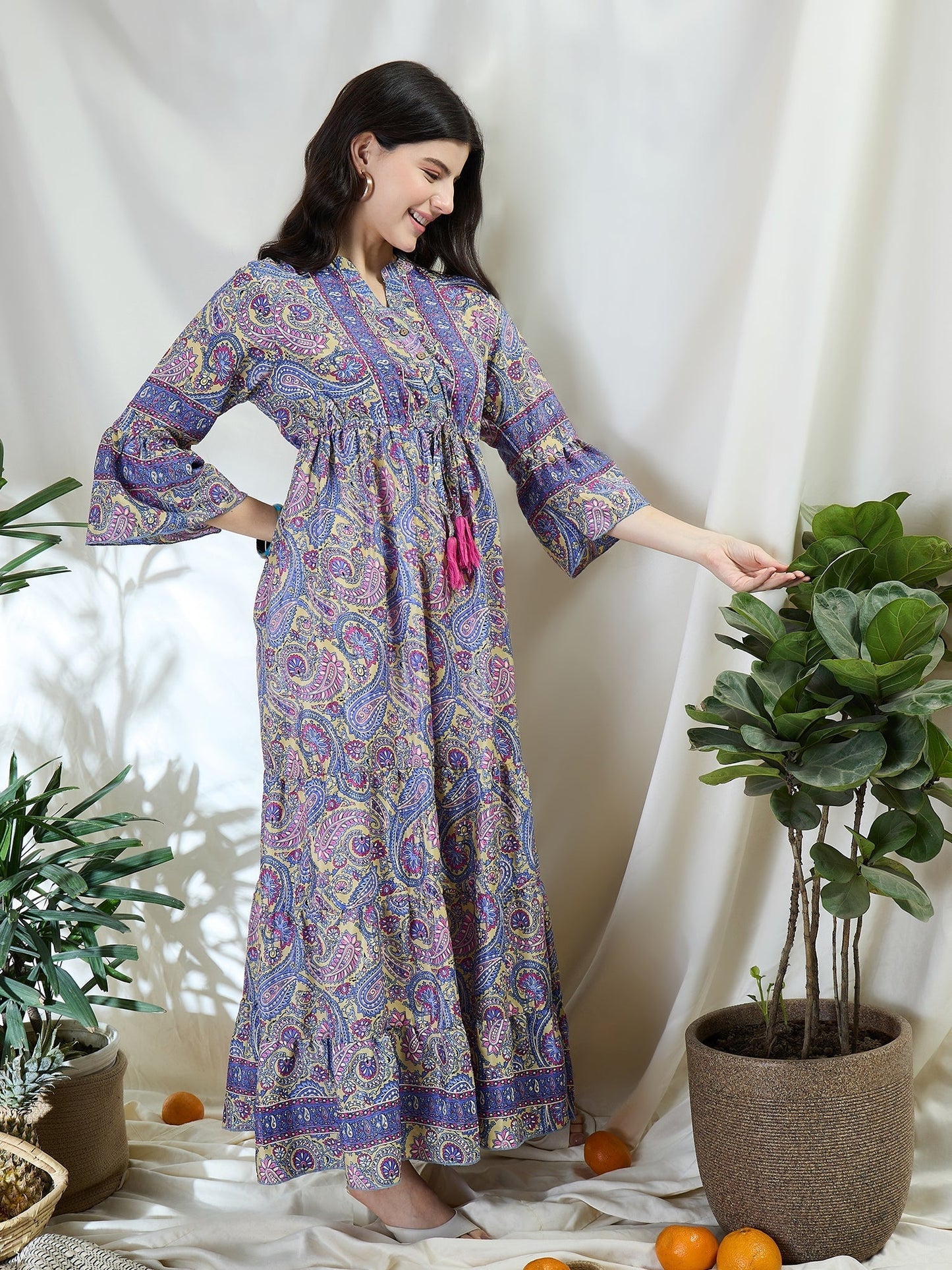 Royal Charm Printed Maxi Dress
