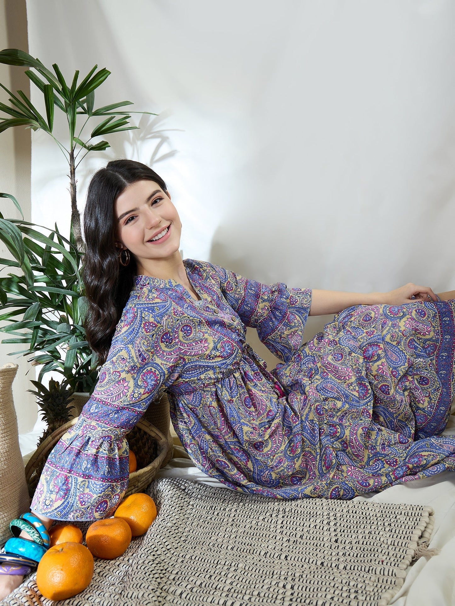 Royal Charm Printed Maxi Dress