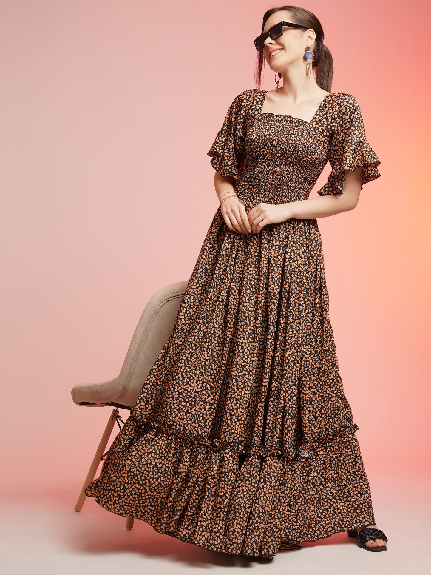 Sunset Charm Fit and Flare Dress