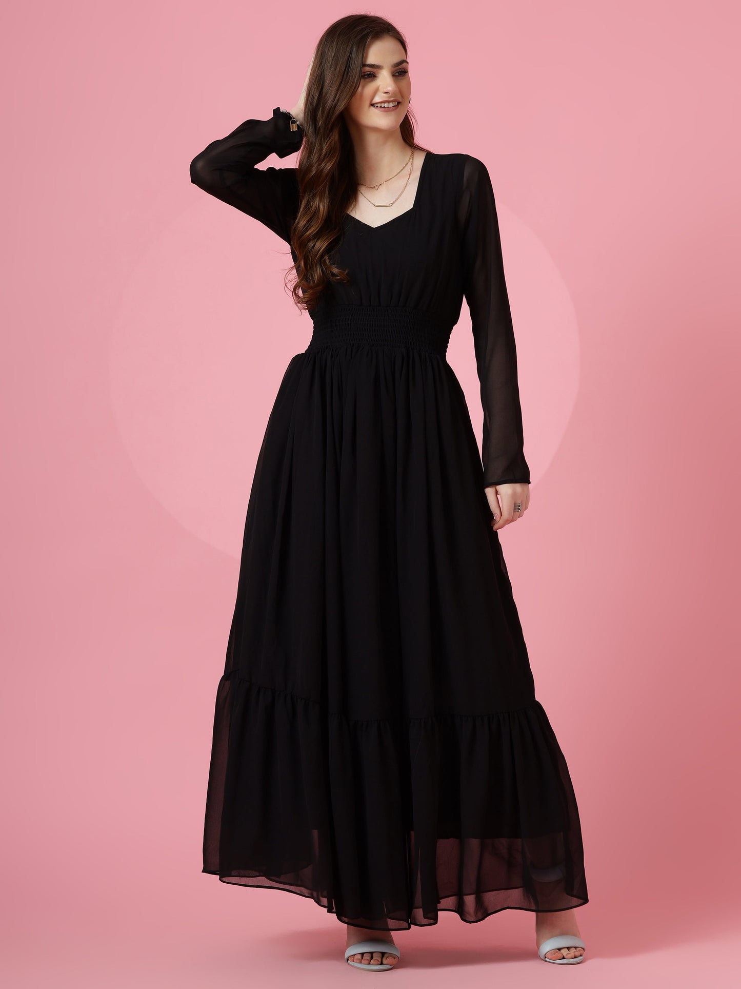 Noir Charm Flared Dress