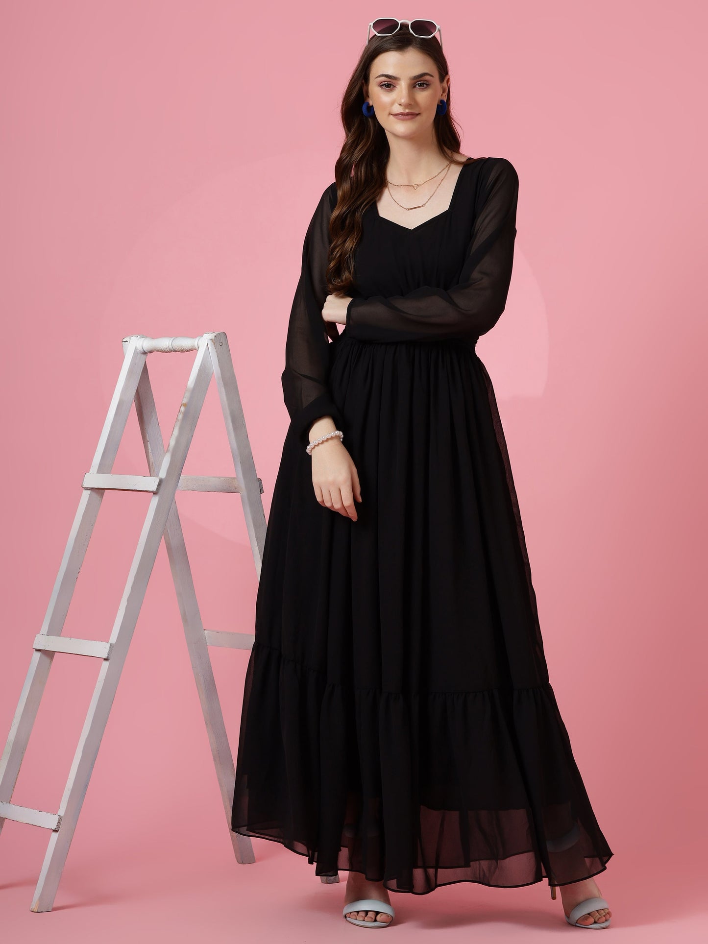 Noir Charm Flared Dress