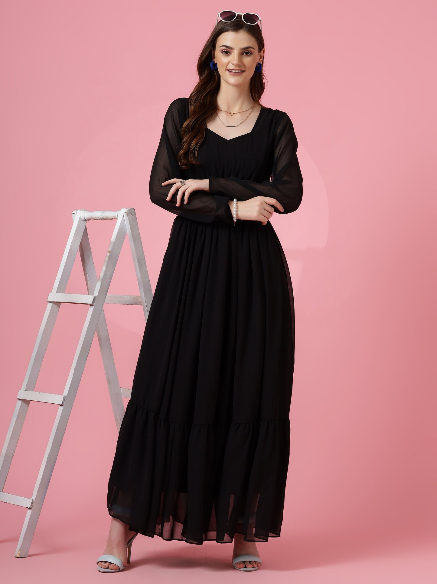 Noir Charm Flared Dress