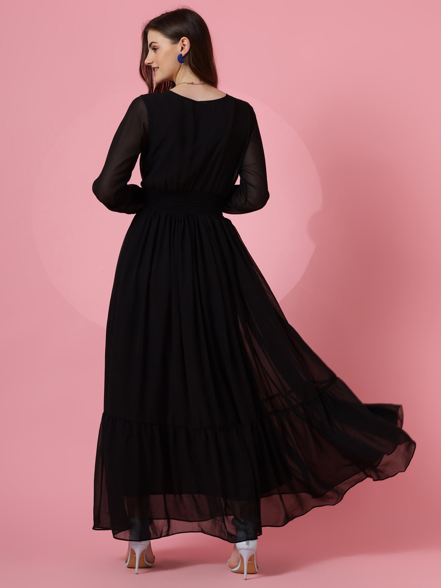 Noir Charm Flared Dress