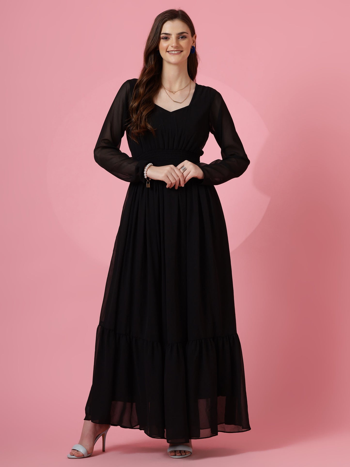 Noir Charm Flared Dress