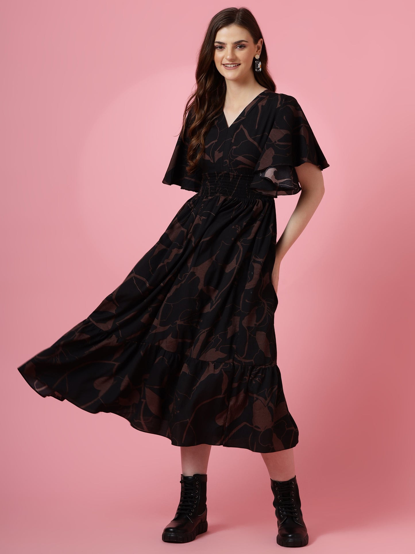 Noir Geo Flare Dress