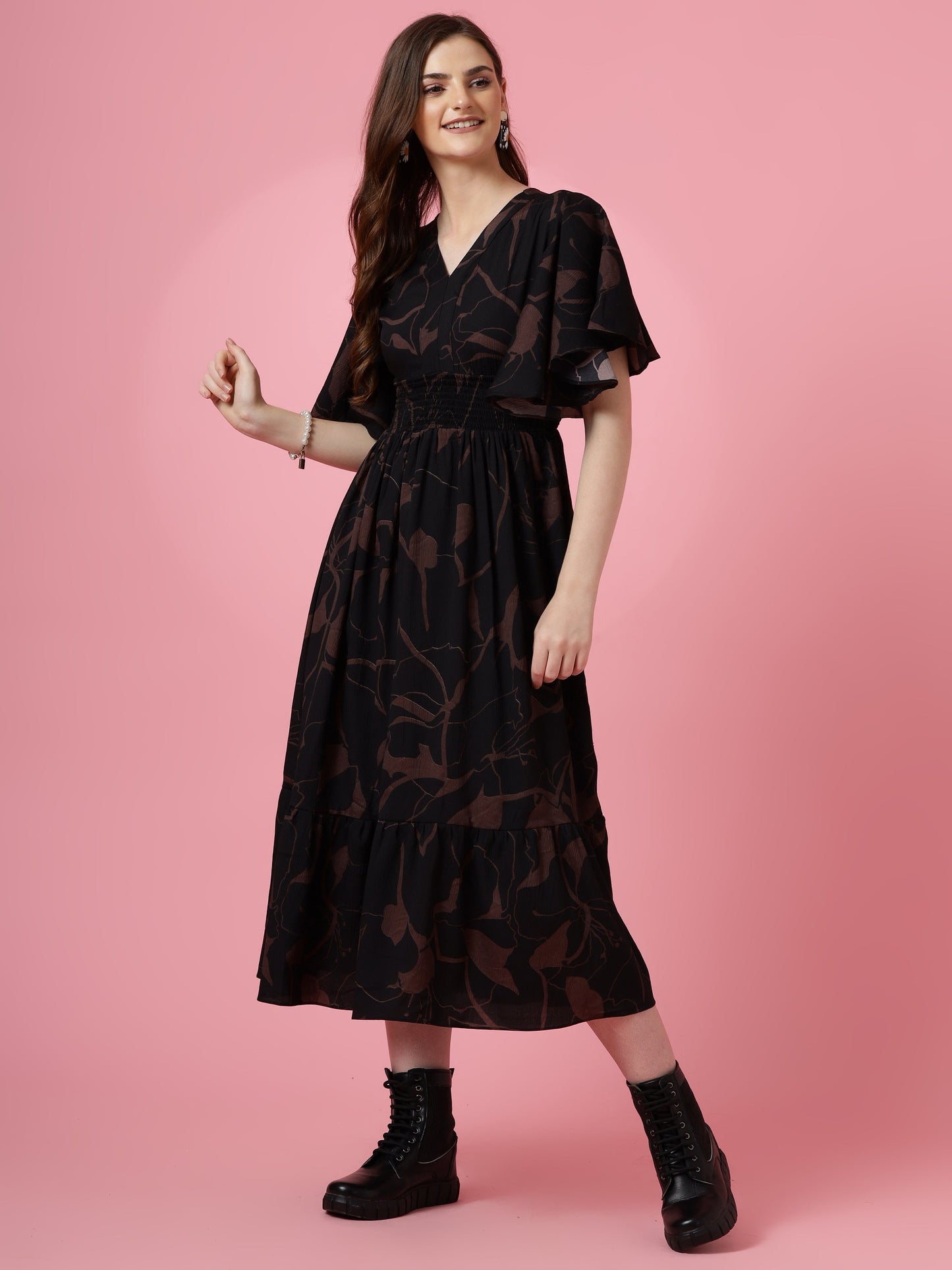 Noir Geo Flare Dress