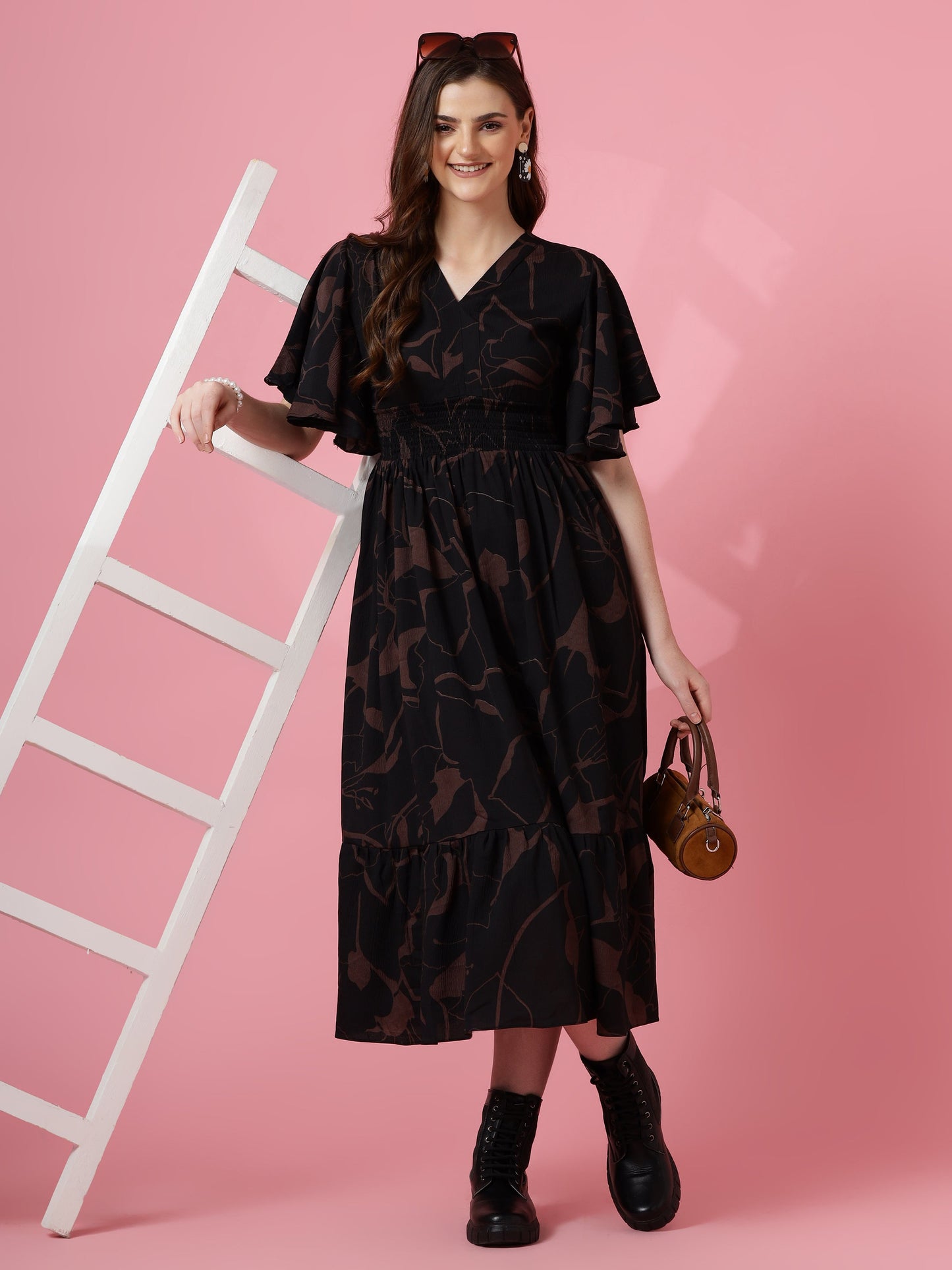 Noir Geo Flare Dress