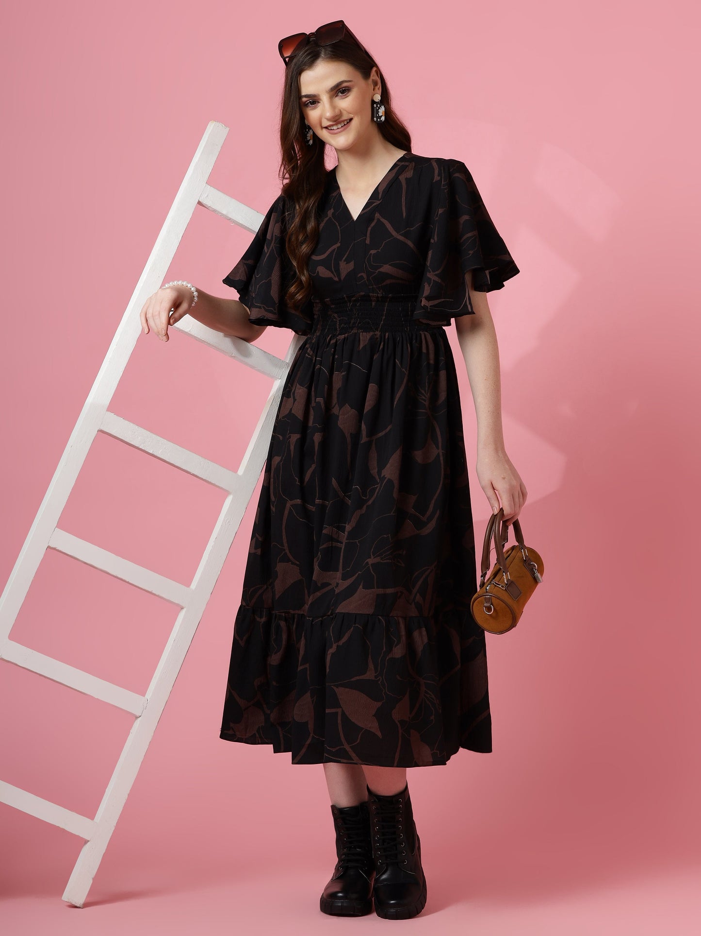 Noir Geo Flare Dress