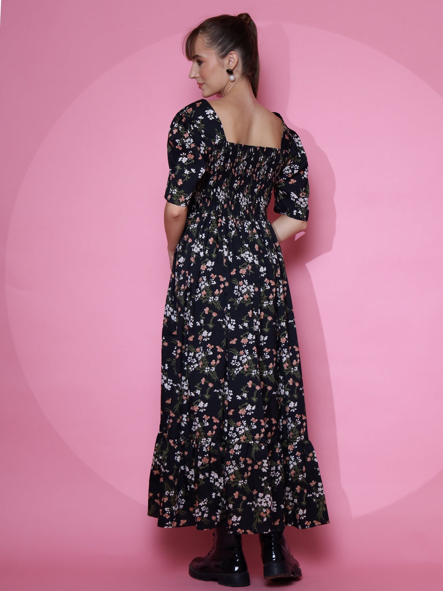 Midnight Garden Fit and Flare Maxi Dress