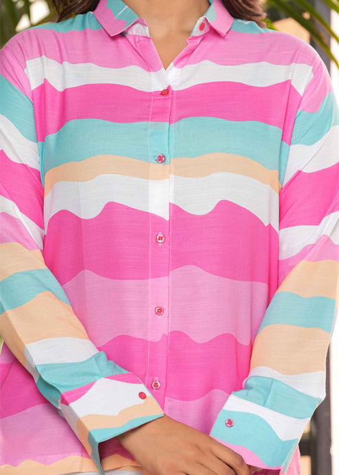 Pink Shirt Collar Co-ord Set