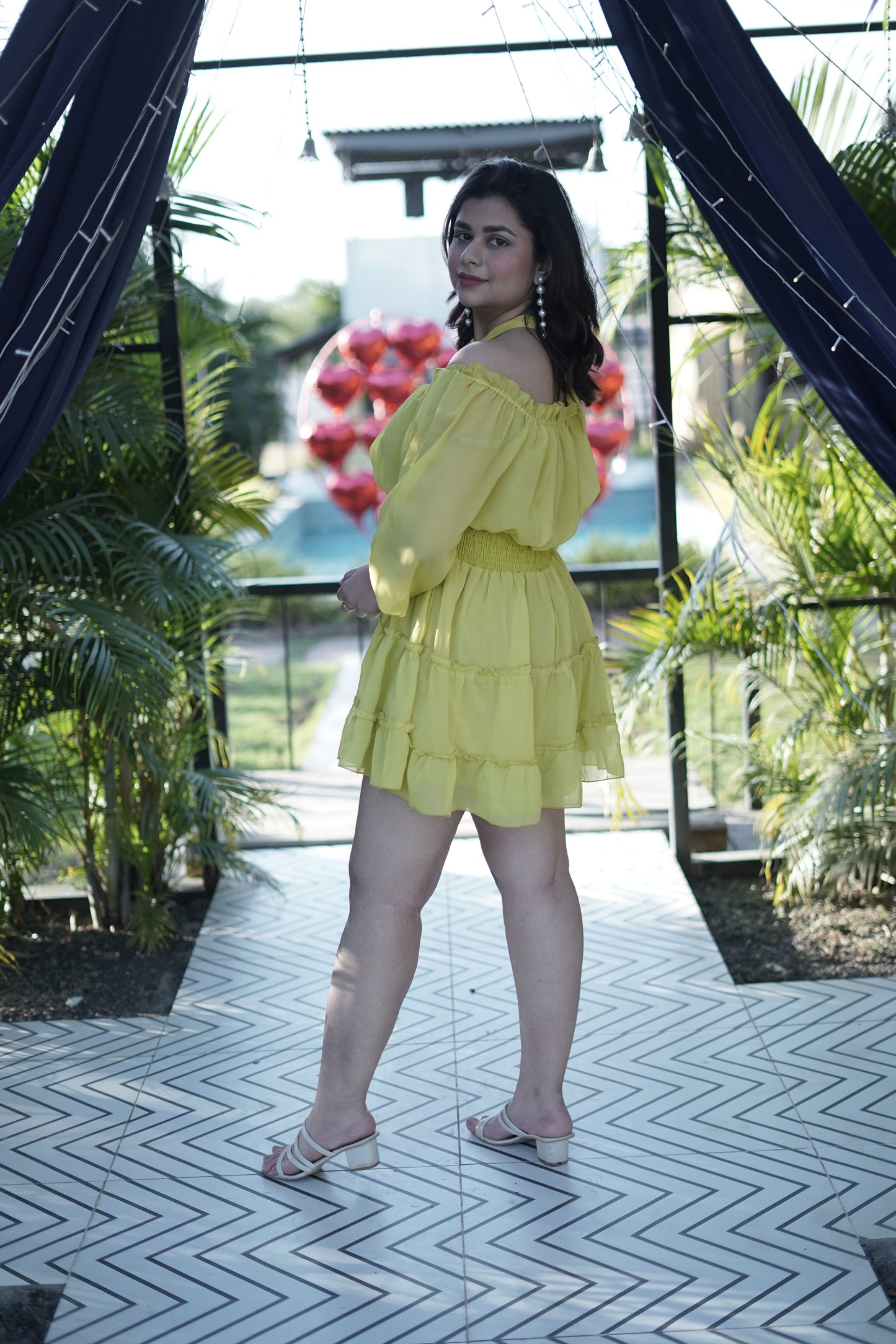 Sunny Citrine Cocktail Mini Georgette Dress