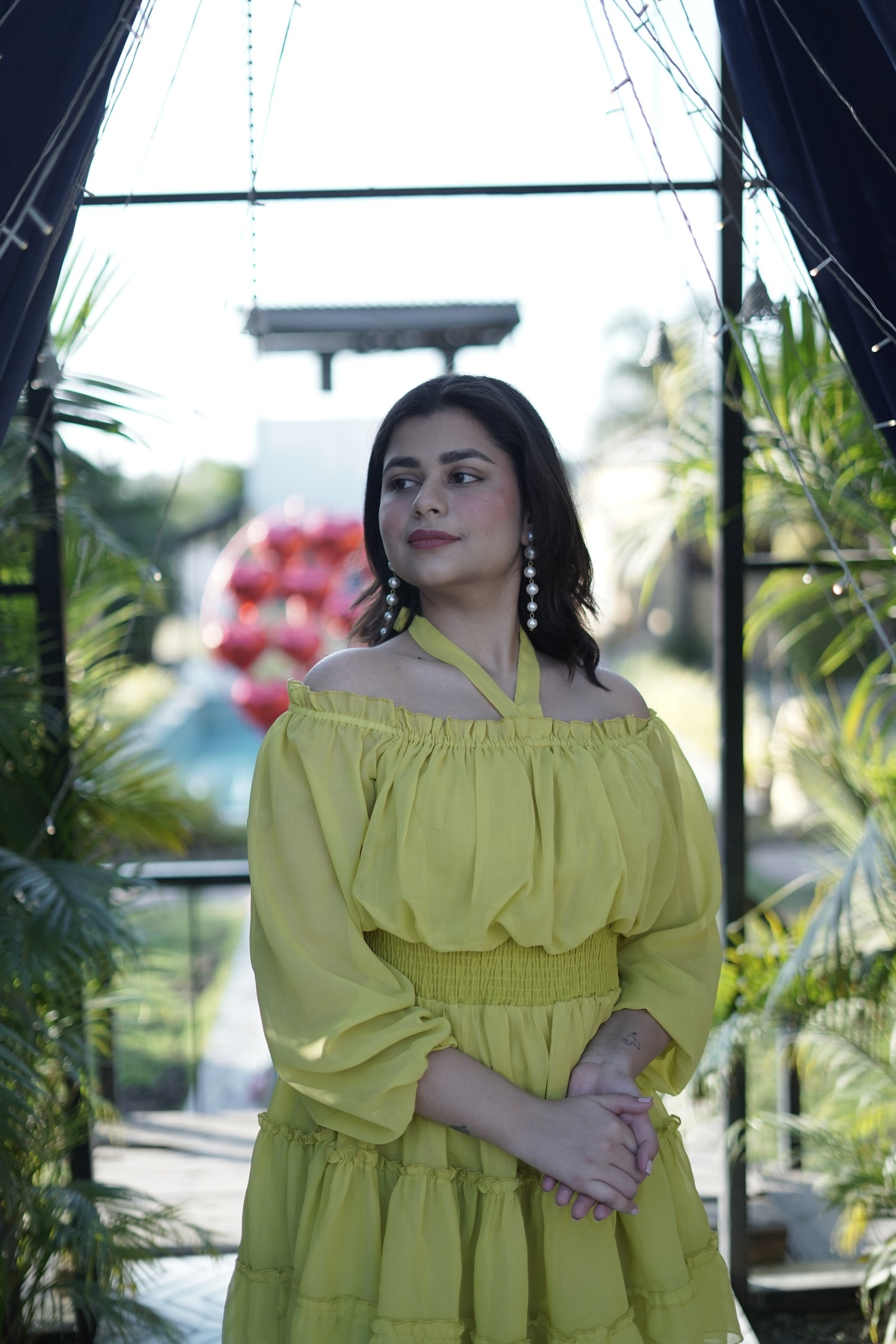 Sunny Citrine Cocktail Mini Georgette Dress