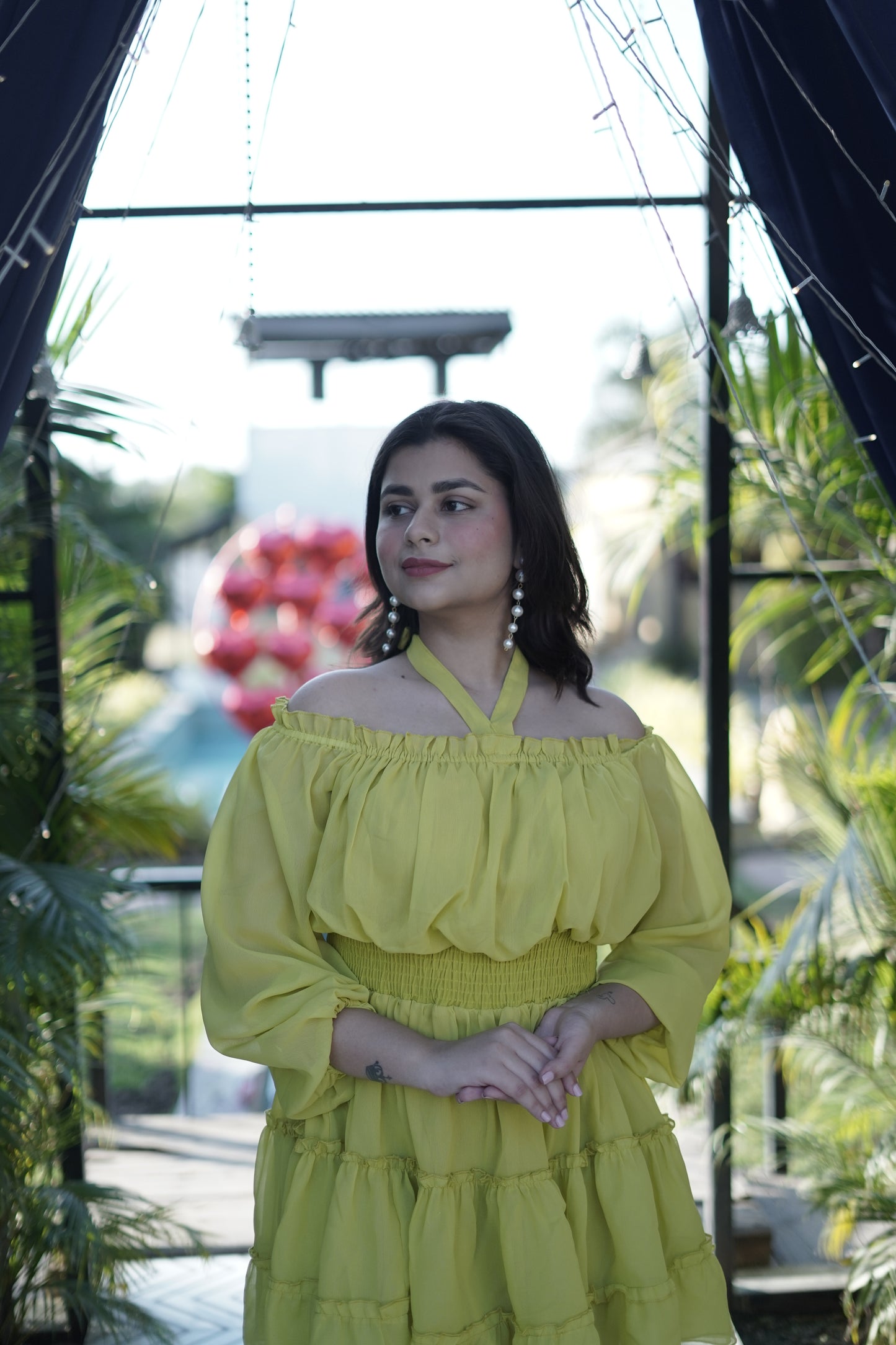 Sunny Citrine Cocktail Mini Georgette Dress