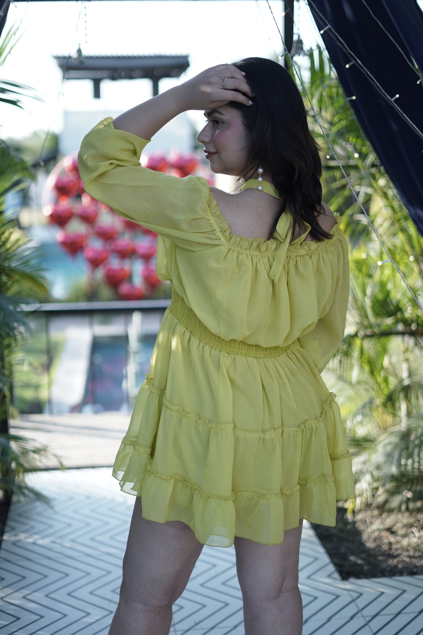 Sunny Citrine Cocktail Mini Georgette Dress