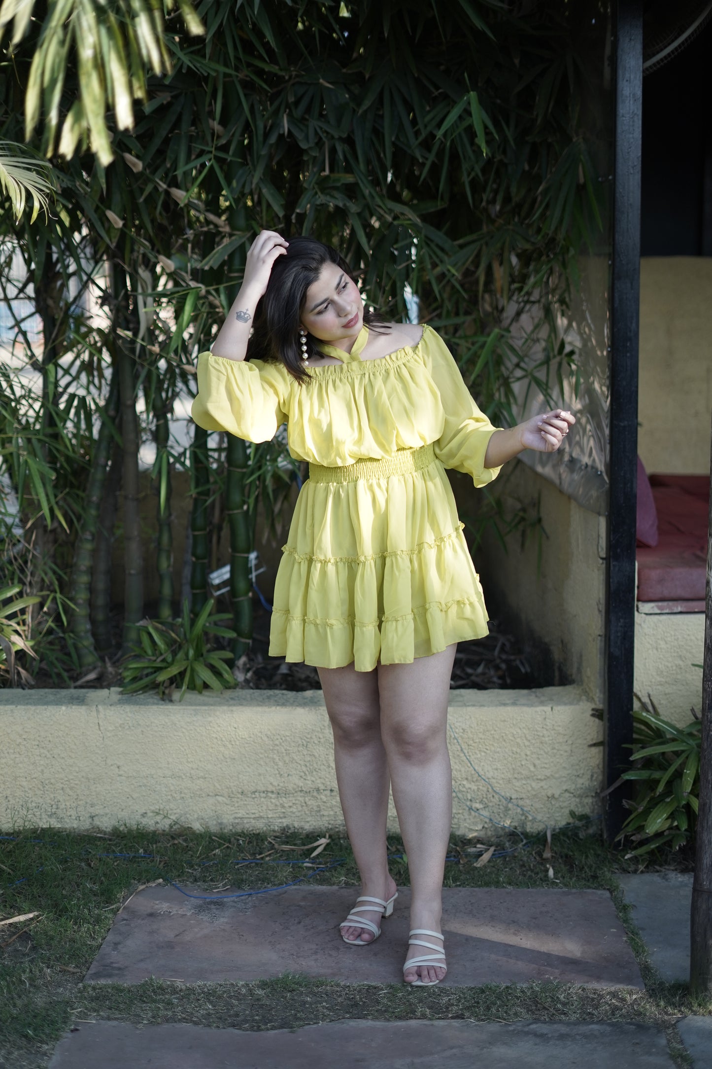 Sunny Citrine Cocktail Mini Georgette Dress
