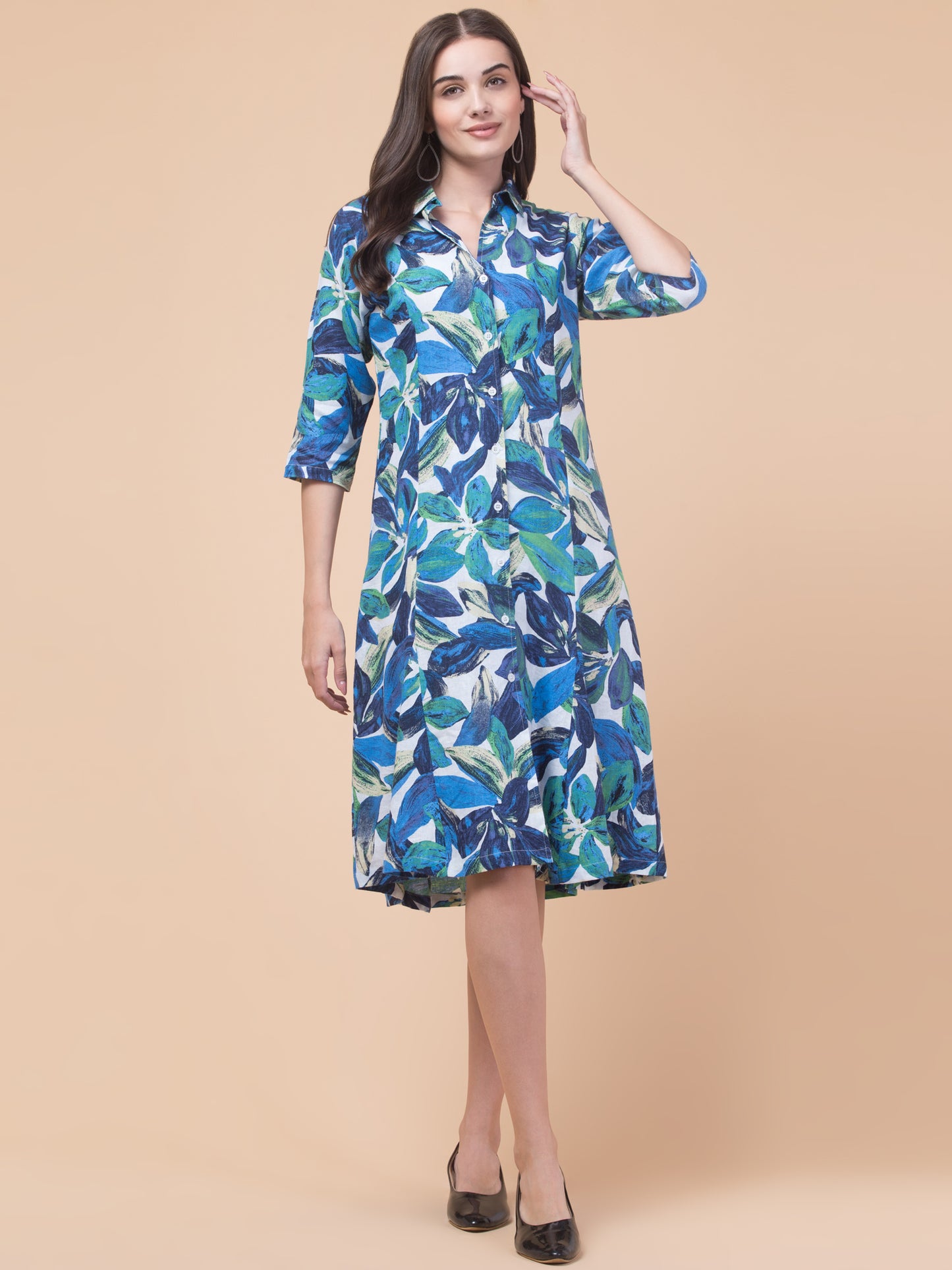 Chic Blue Elegant Shirt Dress