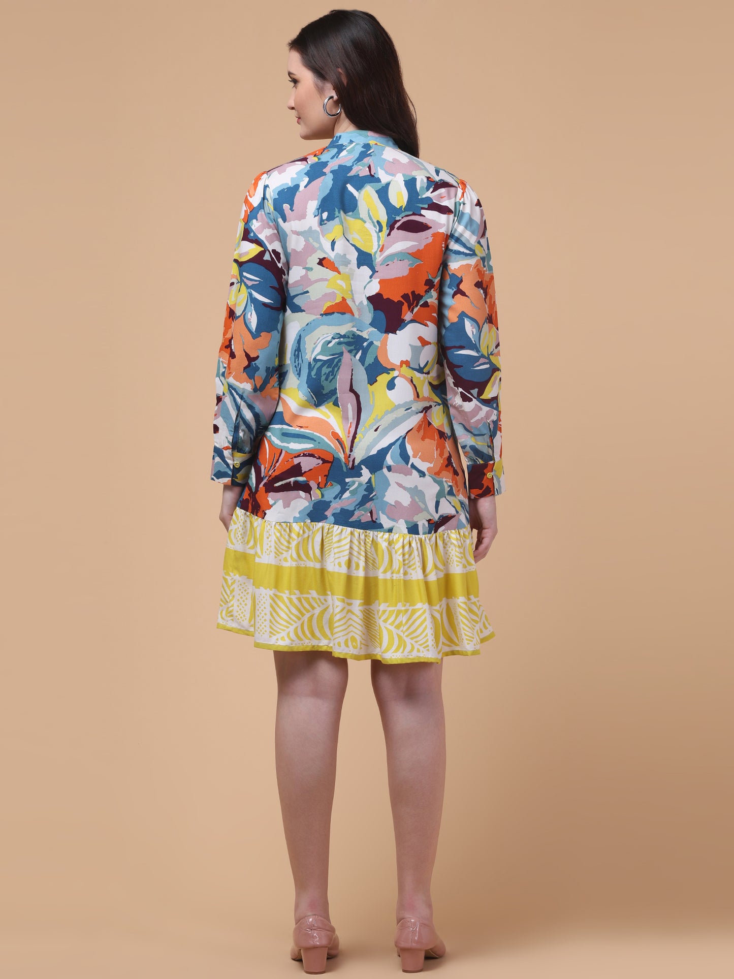 Sunburst Abstract Print Mini Dress