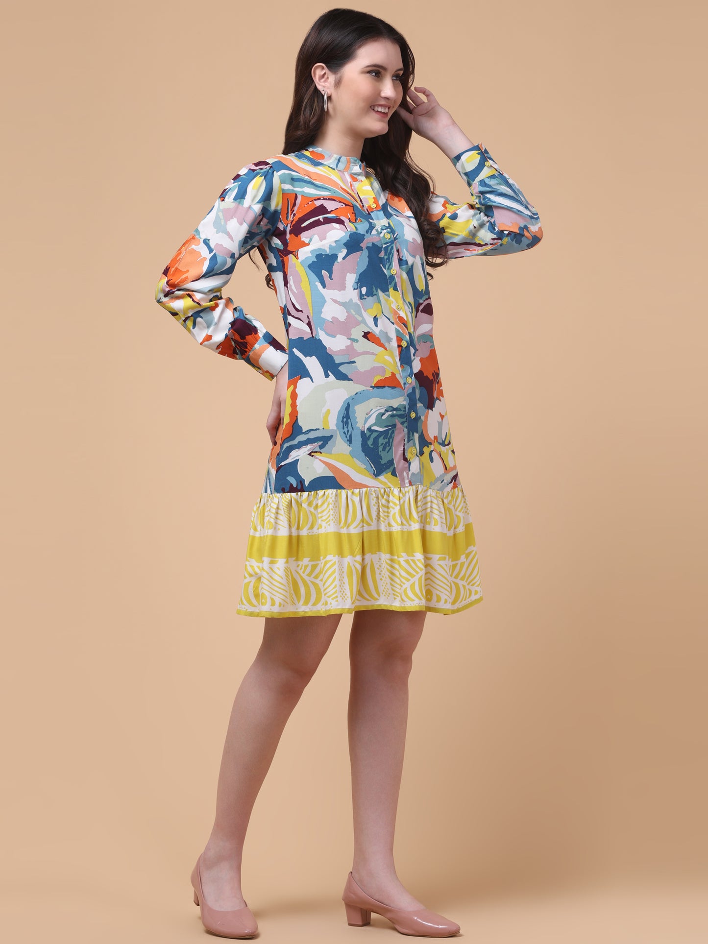 Sunburst Abstract Print Mini Dress
