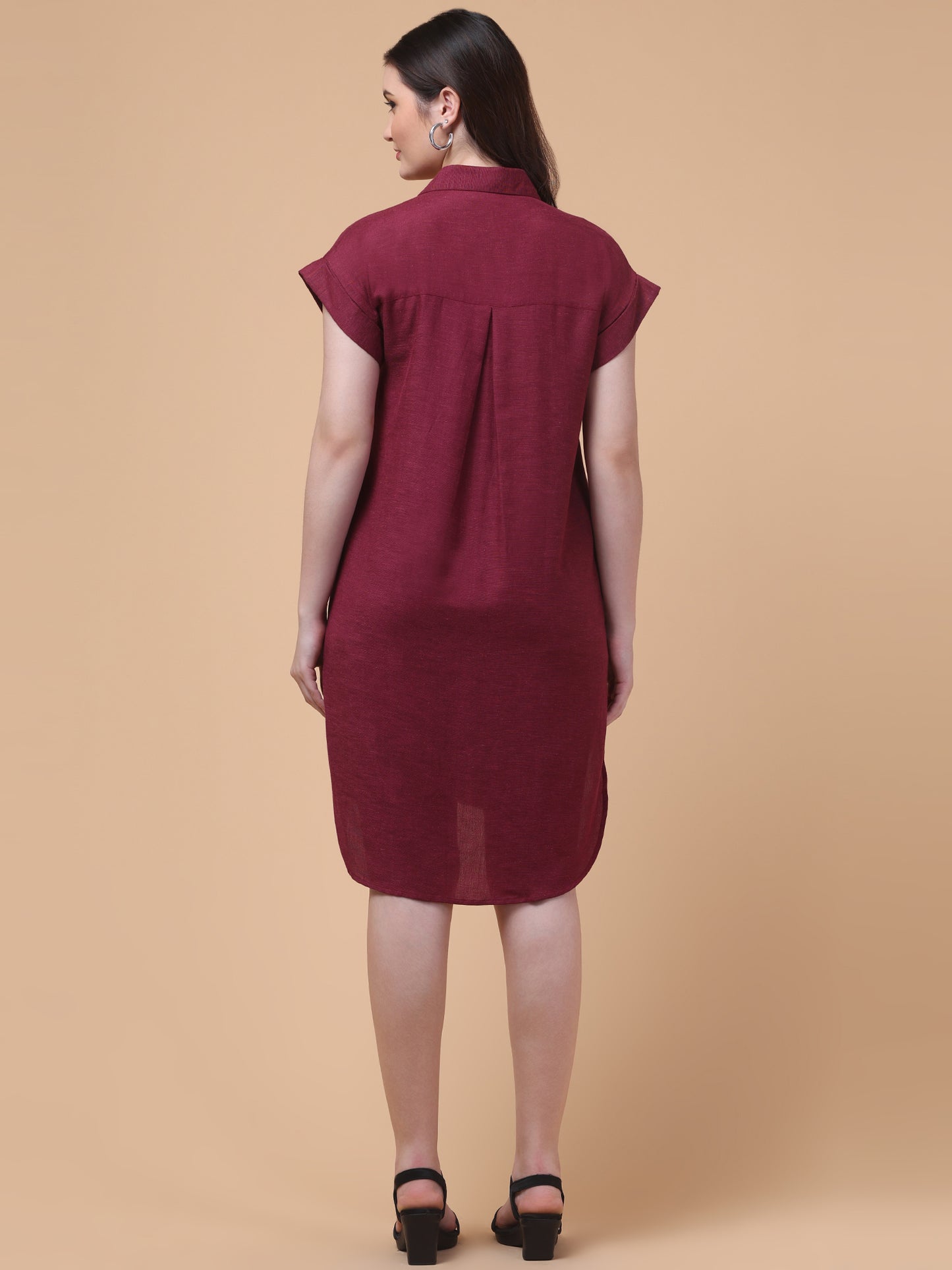 Black Breeze Linen Blend Shirt Dress